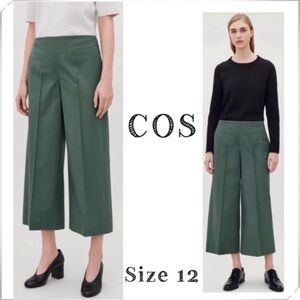 Cos Stitched Culottes Wide Crop Legs Pants in Sage Green National Size 12 New